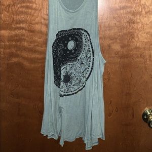 Olive green ying yang tank top
